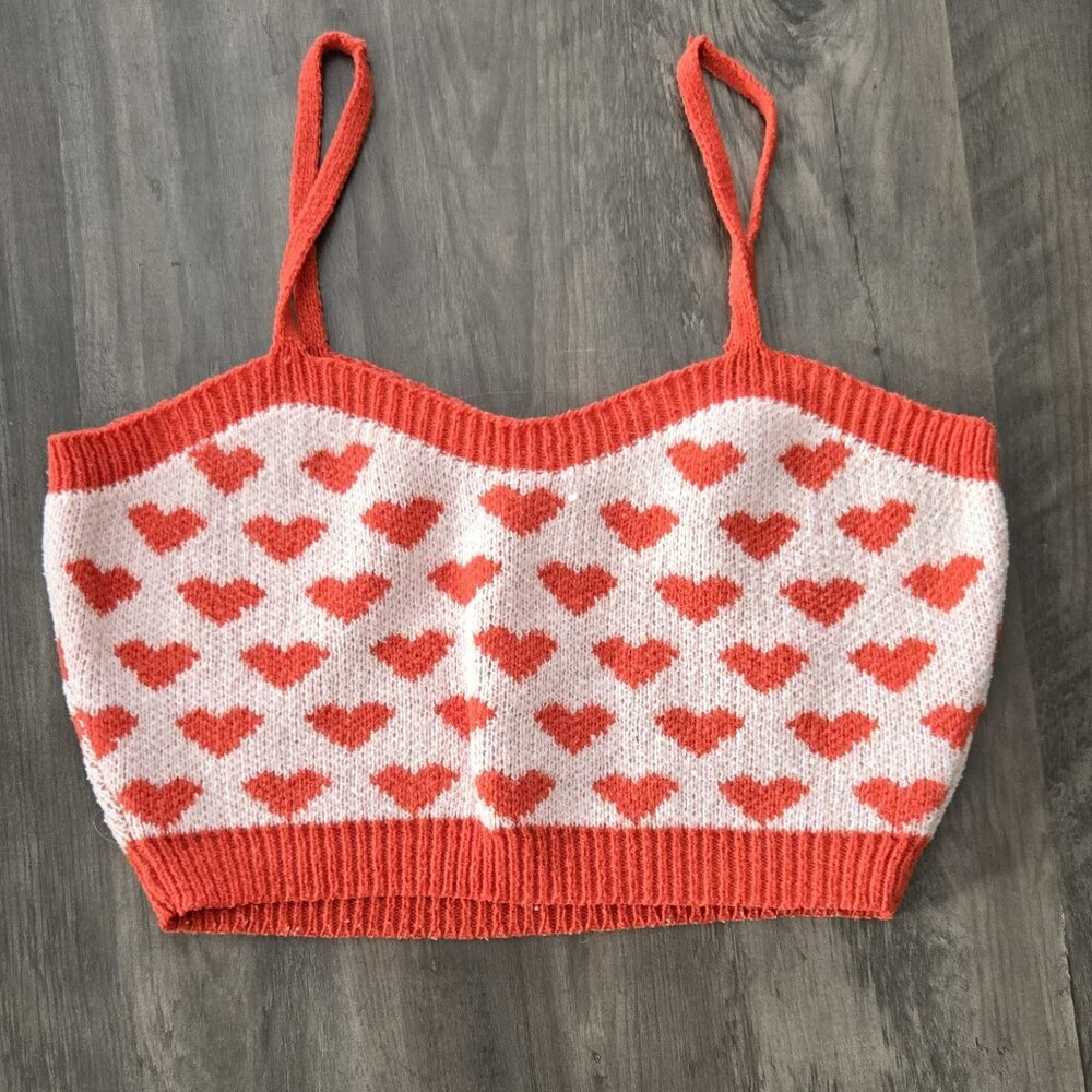 Juniors Knitted Bustier top with hearts - size Small